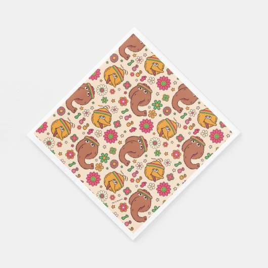 Snuffleupagus en Big Bird Groovy Flower Pattern Servet (Hoek)