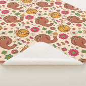 Snuffleupagus en Big Bird Groovy Flower Pattern Sherpa Deken (3/4)