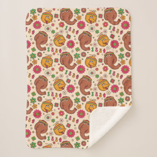 Snuffleupagus en Big Bird Groovy Flower Pattern Sherpa Deken