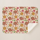 Snuffleupagus en Big Bird Groovy Flower Pattern Sherpa Deken (Voorkant (horizontaal))