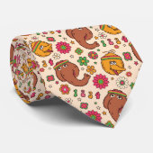 Snuffleupagus en Big Bird Groovy Flower Pattern Stropdas (Opgerold)