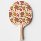 Snuffleupagus en Big Bird Groovy Flower Pattern Tafeltennisbatje (Voorkant)
