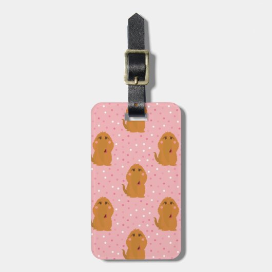 Snuffleupagus Pink Polka Dot Patroon Bagagelabel (Voorkant verticaal)