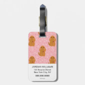 Snuffleupagus Pink Polka Dot Patroon Bagagelabel (Achterkant verticaal)