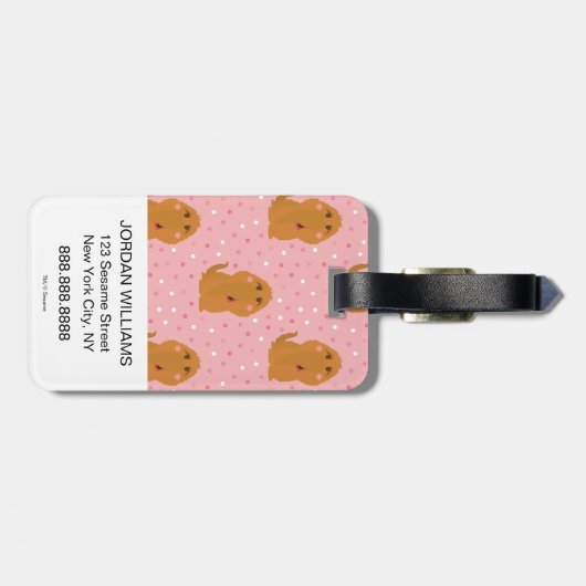 Snuffleupagus Pink Polka Dot Patroon Bagagelabel (Achterkant horizontaal)