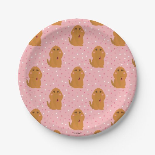 Snuffleupagus Pink Polka Dot Patroon Papieren Bordje (Voorkant)