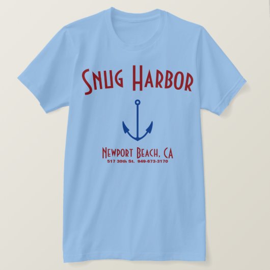 SNUG HARBOR CLASSIC BEACH BAR NEWPORT BEACH T-SHIRT (Design voorkant)