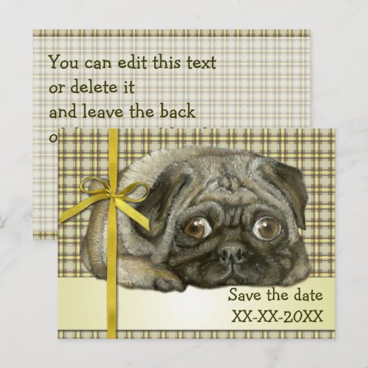 Snug pug aankondigingskaart (Voorkant / Achterkant)