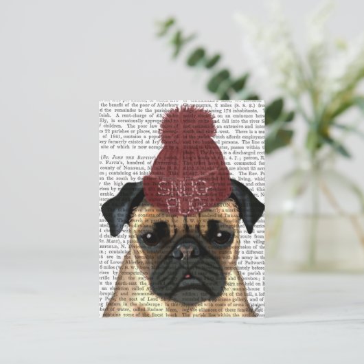 Snug Pug Briefkaart (Staand voorkant)