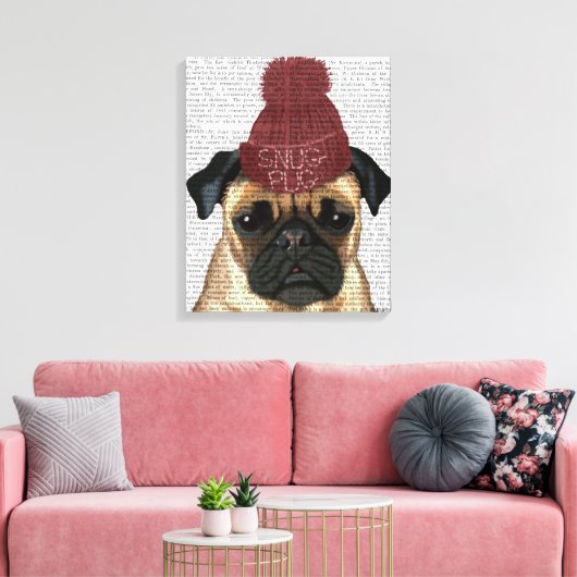 Snug Pug Canvas Afdruk (Insitu (Woonkamer))