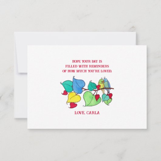 Snuggable Tortelduifjes Valentijnsdag Kaart (Achterkant)