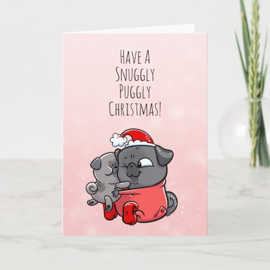 Snuggable zwarte kerstkaart kaart (Voorkant)