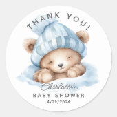 Snuggle Beer Baby shower dank u Ronde Sticker (Voorkant)