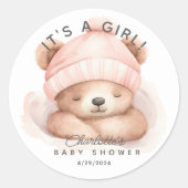 Snuggle Beer Baby shower Het is een meisje Ronde Sticker (Voorkant)