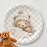 Snuggle Beer Baby shower Papieren Bordje<br><div class="desc">Schattige knuffel beer neutraal baby shower ontwerp met het zoetste slapende baby beer. Bezoek onze winkel om ons uitzicht van het collectie van de jungle beer douche!</div>