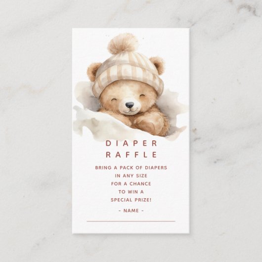 Snuggle Beer Luier Raffle Ticket Informatiekaartje (Voorkant)