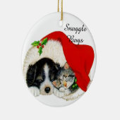 Snuggle Buddies Kat en Hond Kerst Ornament (Rechts)