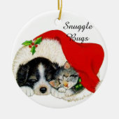 Snuggle Buddies Kat en Hond Kerst Ornament (Voorkant)
