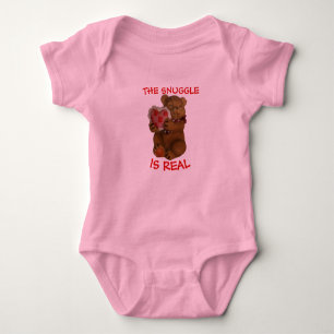Snuggle is Real Teddy Bear and Heart Baby Bod Romper