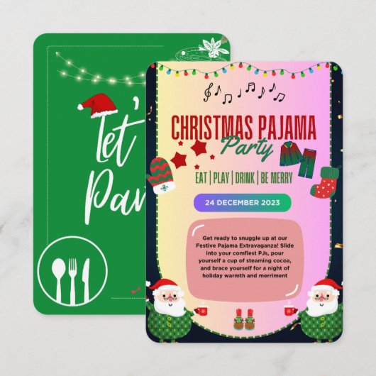 Snuggle & Jingle Christmas Pajama Party Kaart (Voorkant / Achterkant)