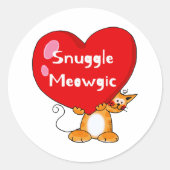 Snuggle Meowgic Funny Cat Pun Art Ronde Sticker (Voorkant)