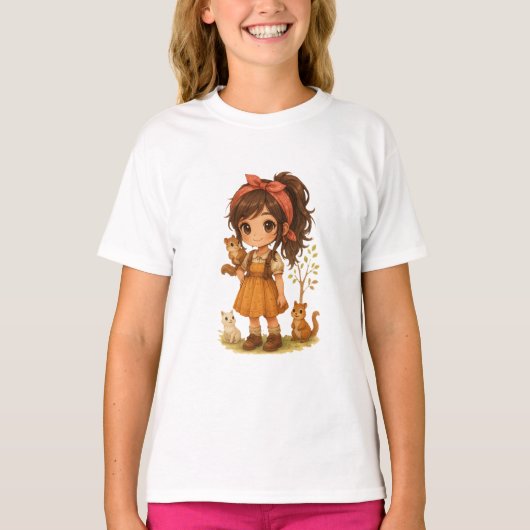 Snuggle Pup Kawaii Squirel girl T-shirt (Voorkant)