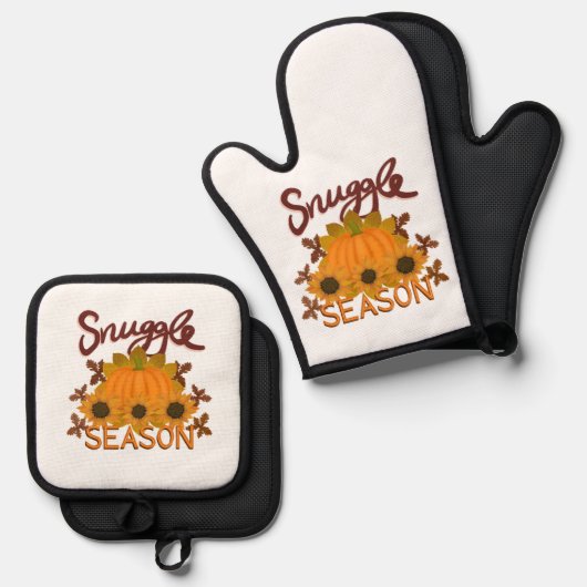 "Snuggle Season" Oven Mitt en Pot Holder Set (Voorkant / Achterkant)