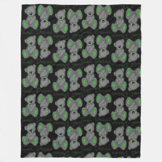 Snuggle Sweet Dreams Teddy-emerald green Fleece Deken (Voorkant)