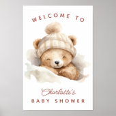Snuggle Up Bear Baby Shower Welcome Sign Poster (Voorkant)