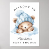 Snuggle Up Bear Baby Shower Welcome Sign Poster (Voorkant)