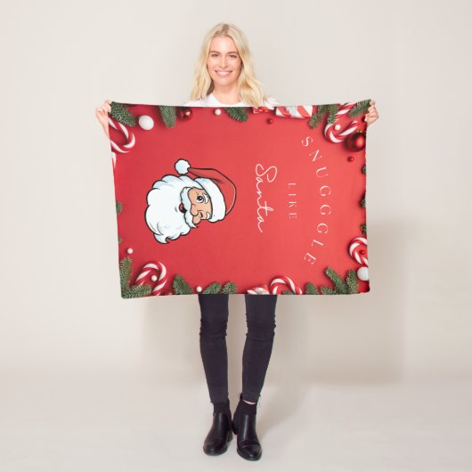 Snuggle Up Like Santa” Festive Holiday Blanket Fleece Deken (In situ)
