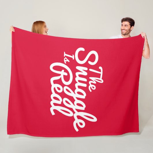 Snuggle up rood en wit fleece deken (In situ)