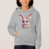 Snuggle Up: Schattige roze Cartoon konijnenhoodie (Voorkant)