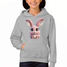 Snuggle Up: Schattige roze Cartoon konijnenhoodie