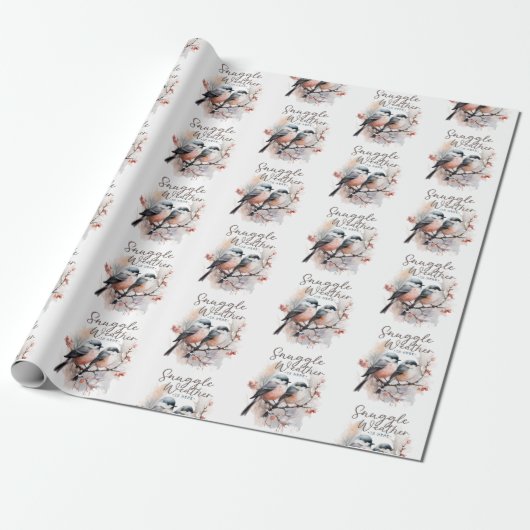 Snuggle weer is hier, vogels op tak kerst cadeaupapier (Uitgerold)