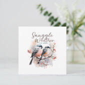 Snuggle weer is hier, vogels op tak kerst feestdagenkaart (Staand voorkant)
