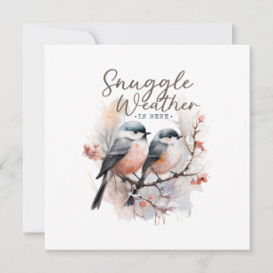 Snuggle weer is hier, vogels op tak kerst feestdagenkaart
