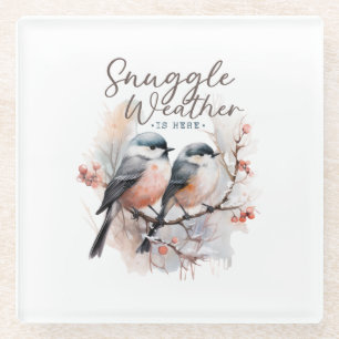 Snuggle weer is hier, vogels op tak kerst glazen onderzetter