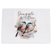 Snuggle weer is hier, vogels op tak kerst groot cadeauzakje (Voorkant)