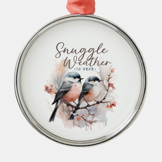Snuggle weer is hier, vogels op tak kerst metalen ornament (Voorkant)