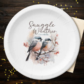 Snuggle weer is hier, vogels op tak kerst papieren bordje
