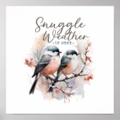 Snuggle weer is hier, vogels op tak kerst poster (Voorkant)