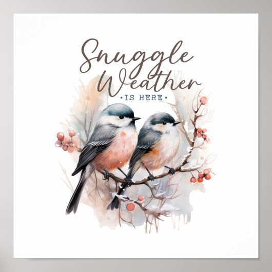 Snuggle weer is hier, vogels op tak kerst poster (Voorkant)