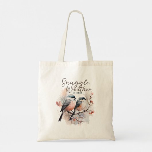 Snuggle weer is hier, vogels op tak kerst tote bag (Achterkant)