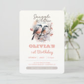 Snuggle Weer Winter Kids Verjaardag Foto Kaart (Staand voorkant)