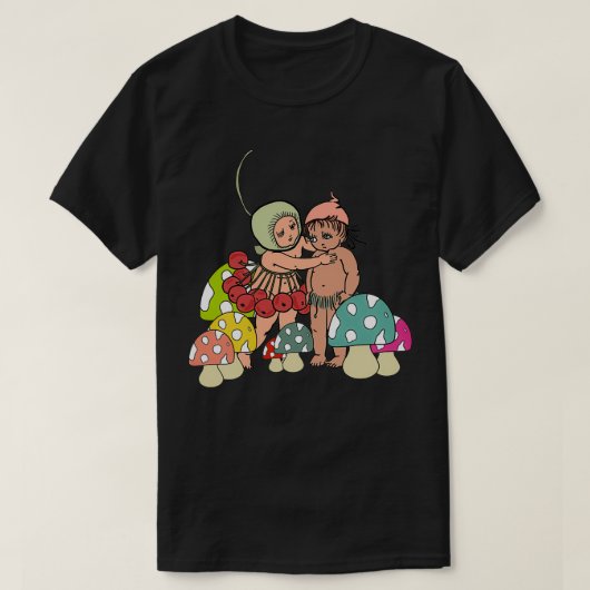Snugglepot en cuddlepie en paddenstoelen t-shirt (Design voorkant)