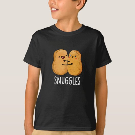 Snuggles Funny Nugget Couple Pun Dark BG T-shirt (Voorkant)