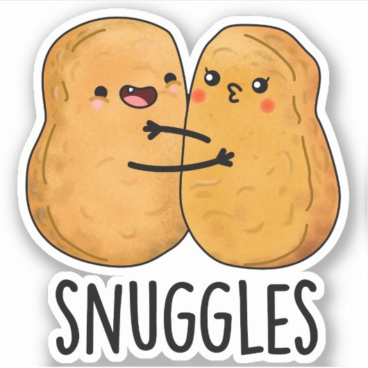 Snuggles Funny Nugget Couple Pun Sticker (Voorkant)