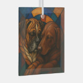 Snuggling Boxer en Chocolate Lab "Glas in lood" Glas Ornament (Voorkant Rechts)