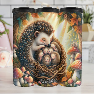 Snuggling Hedgehog Family Nest Thermosbeker